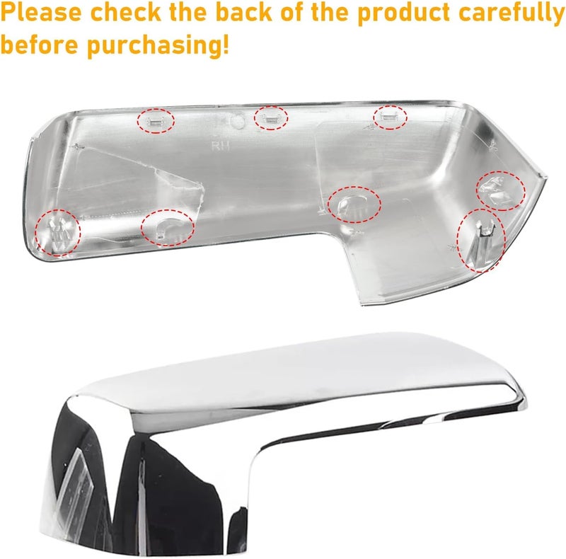 Moonlinks Compatible with 2019-2025 Chevy Silverado 1500 GMC Sierra 1500 Side Mirror Cover,Chrome Plating LH & RH Side Door Exterior Rearview Mirror Cap Trim for Silverado 1500(1 Pair) - Image 5